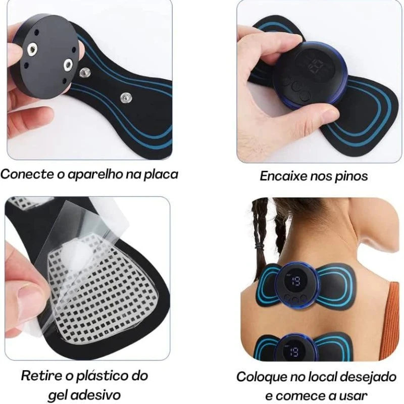 Massageador Elétrico EMS – Alívio Eficaz para Dores Musculares e Cervicais