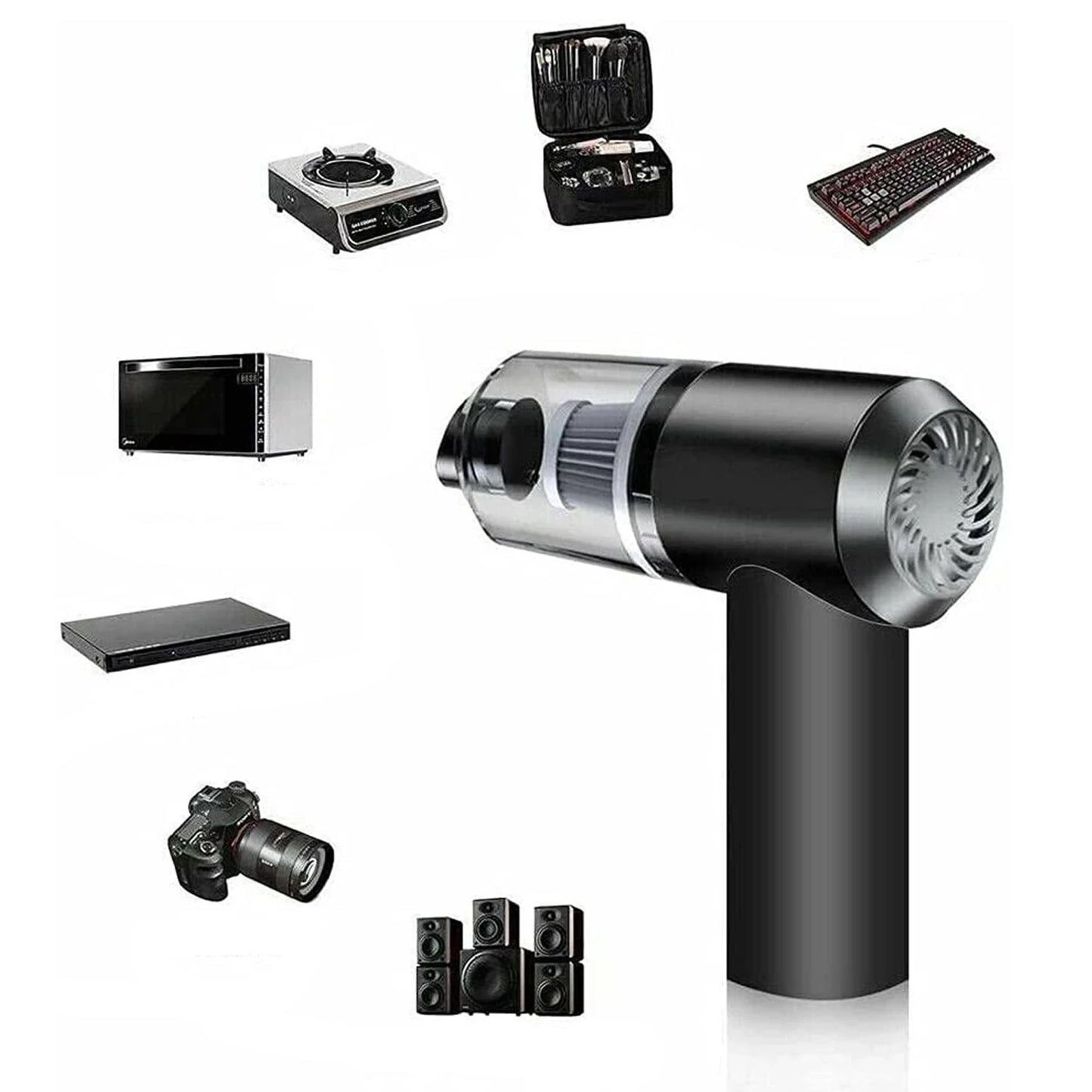 Mini Aspirador Portátil Multiuso 120W – Ideal para Limpeza de Carros, Eletrodomésticos e Guias de Janela