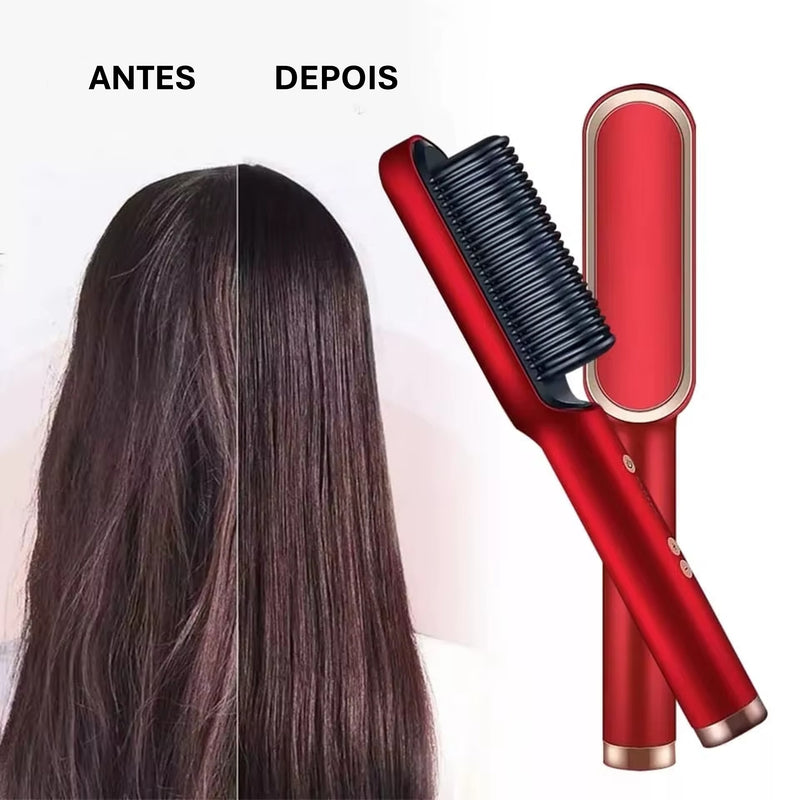 Escova Alisadora Pro 3 em 1 , Secador, Chapinha e Modelador de Cachos Bivolt