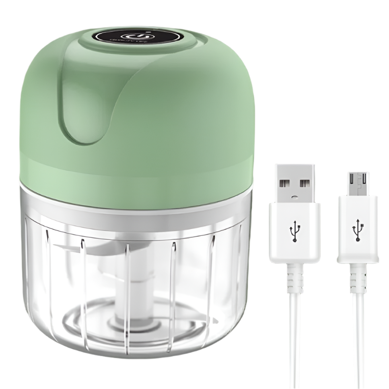 Processador Elétrico Portátil 250 ml USB, 3 Lâminas de Aço Inox, Bivolt - Ideal para Alimentos