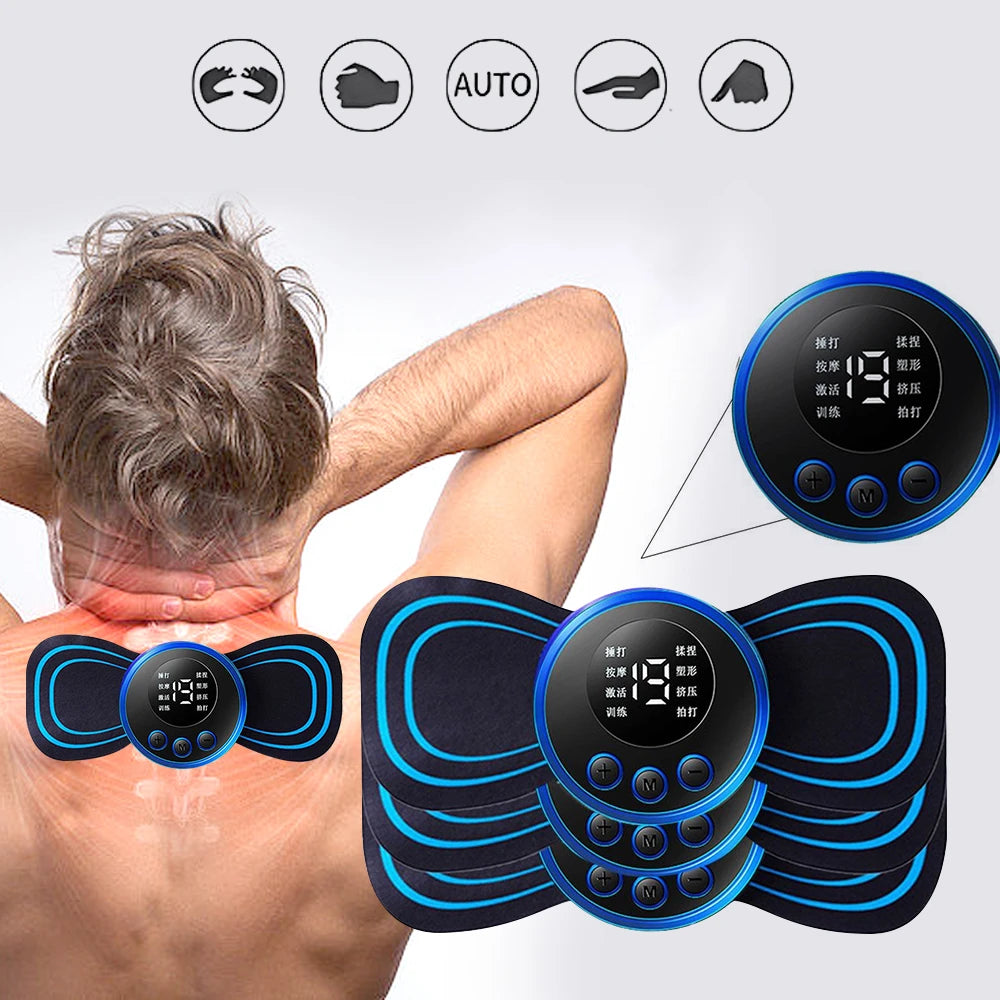 Massageador Elétrico EMS – Alívio Eficaz para Dores Musculares e Cervicais
